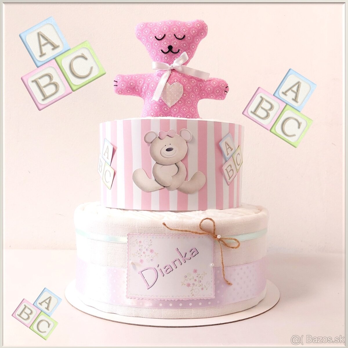 Plienková torta RUŽOVÝ MACKO - 2