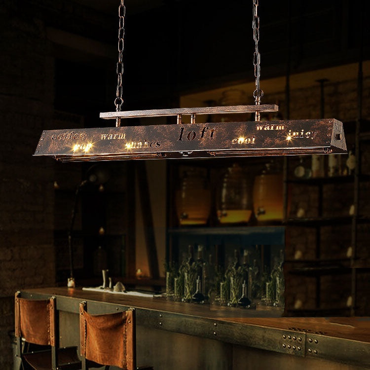 Vintage kovový obdĺžnikový luster - 2