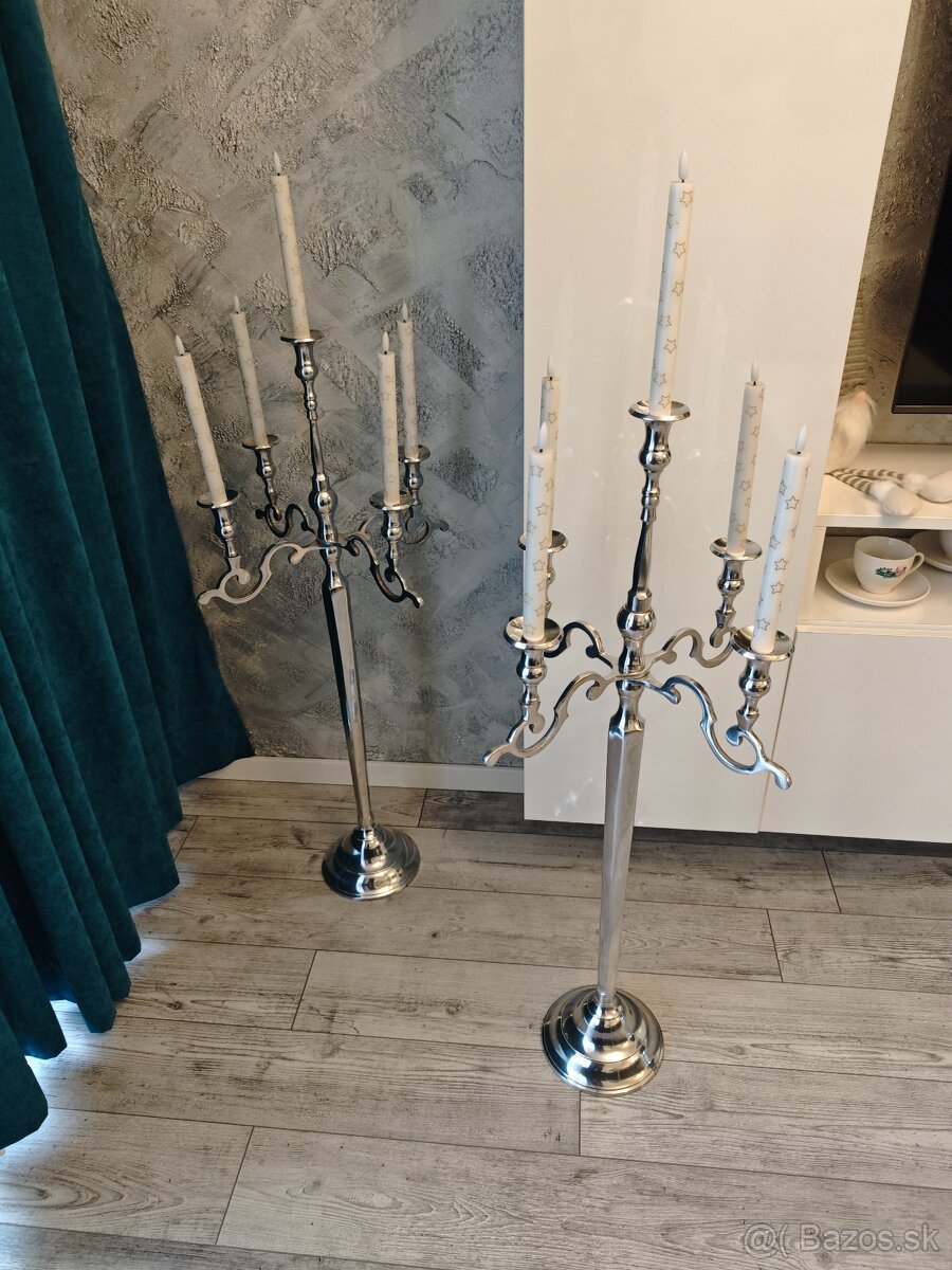 Svietniky 2ks strieborné 100cm - 2