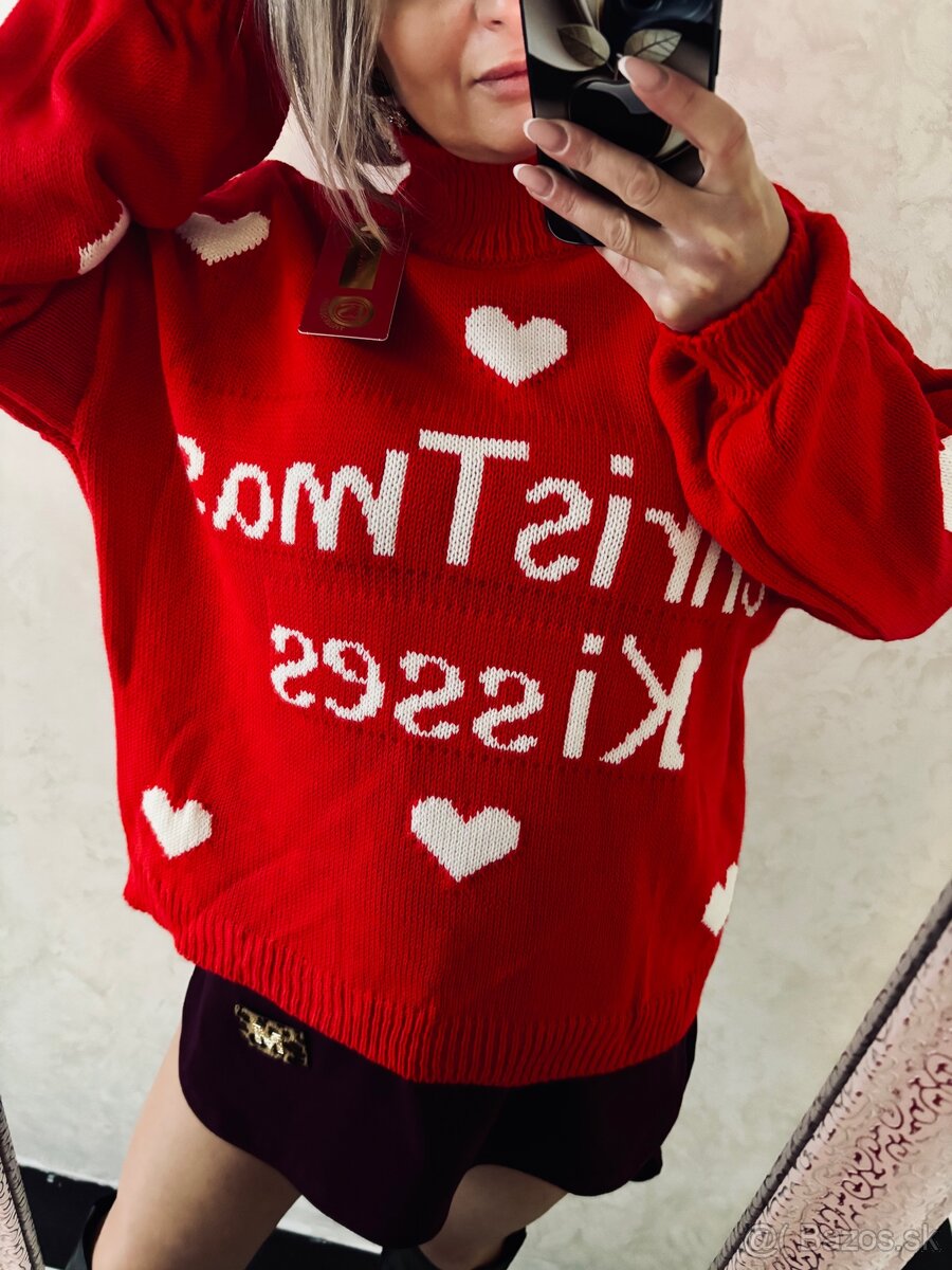 Damsky rolakovy pleteny sveter red - 2