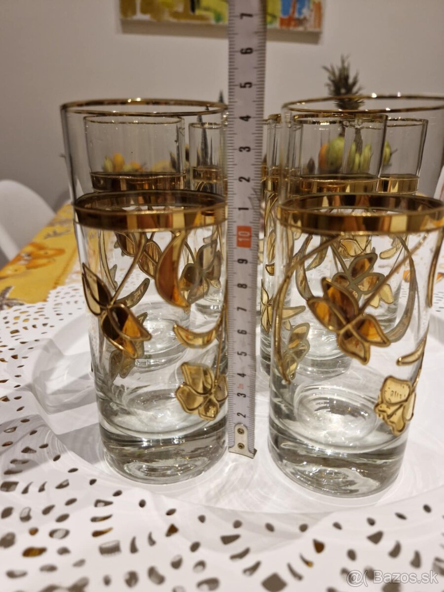 Sada Vintage Pohárov so Zlatým Dekórom – Mid-Century Modern - 2