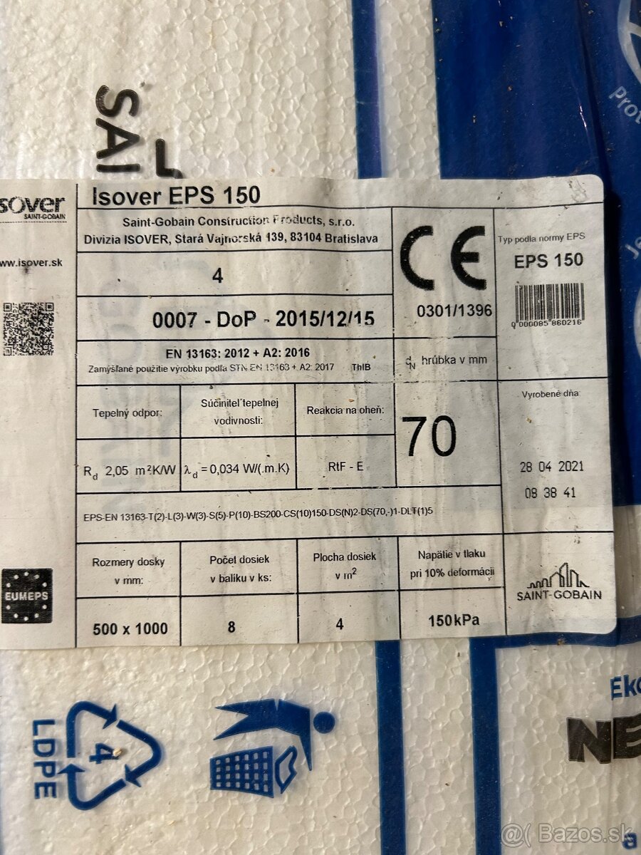 Podlahový tvrdený polistirén ISOVER EPS 150 hrúbka 70mm - 2