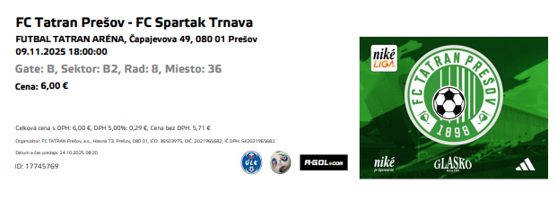 Tatran Prešov - Spartak Trnava za nákupnú cenu - 2