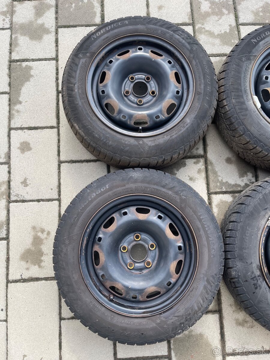 Plechove disky 5x100 Škoda Fabia,zimne gumy Matador - 2