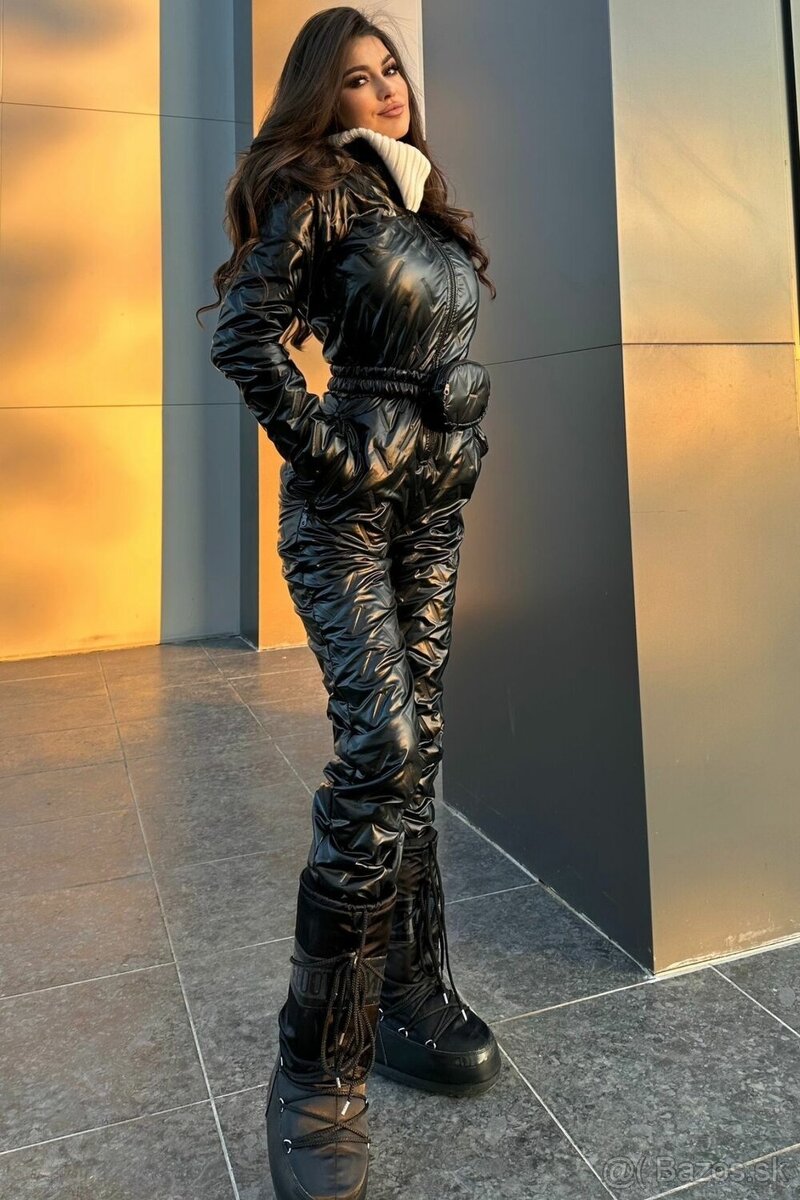 Damska cierna metalicka lyziarska kombineza + ladvinka NOVA - 2