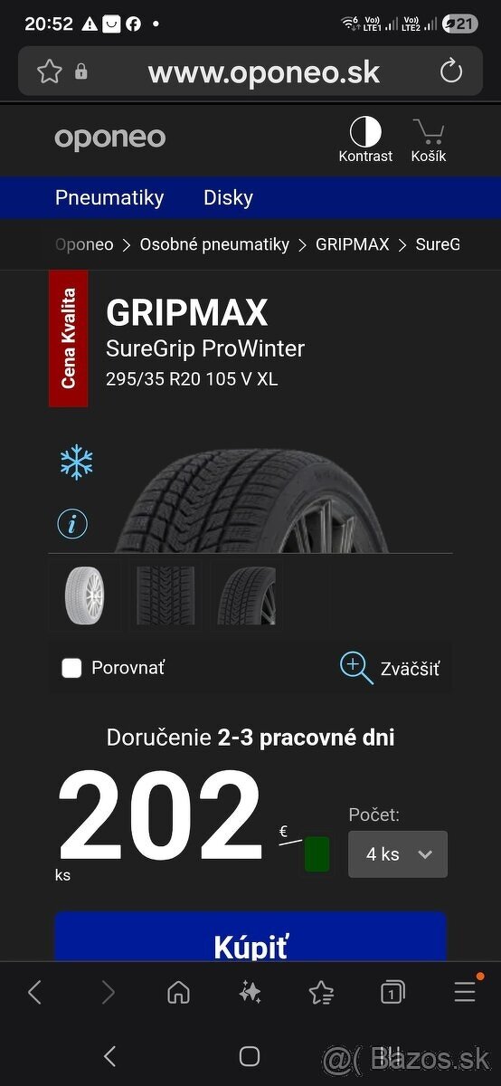 2ks nove zimne pneumatiky 295/35 r20 dot2024 - 2