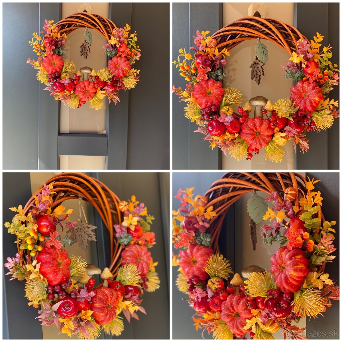 Jesenný veniec dekorácia na dvere 35cm Venček J6 - 2