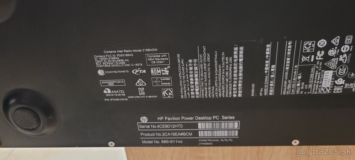 Predám PC HP Pavilion 580-011nc / i7 7700 + GTX1660 - 2