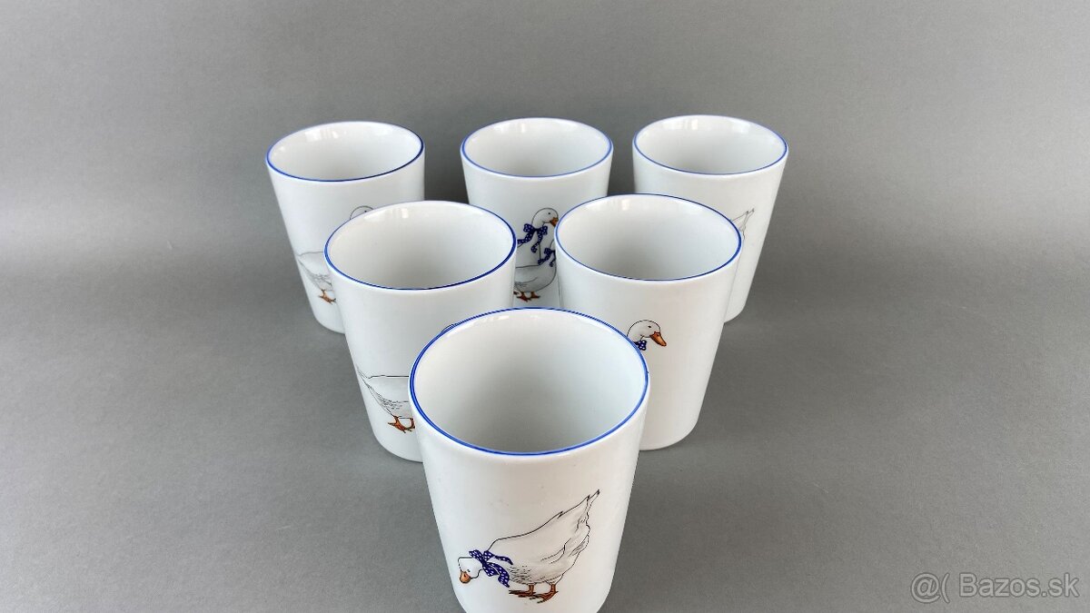 6x Pohár s husami, modrá linka, Moritz Zdekauer - 2