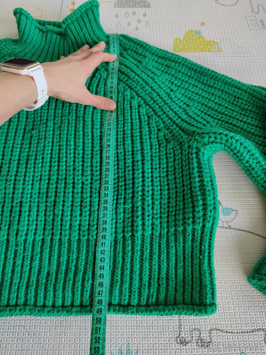 H&M oversized rolák zelený veľ. M - 2