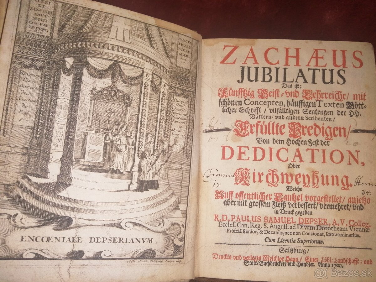 Stará vzácna kniha Zachaeus Jubilatus 1700 - 2