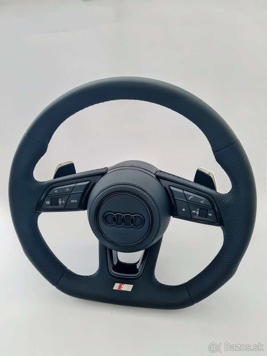 AUDI KOŽENÝ EXCLUSIVE VOLANT + AIRBAG + F1 PADLA CIERNA NITK - 2