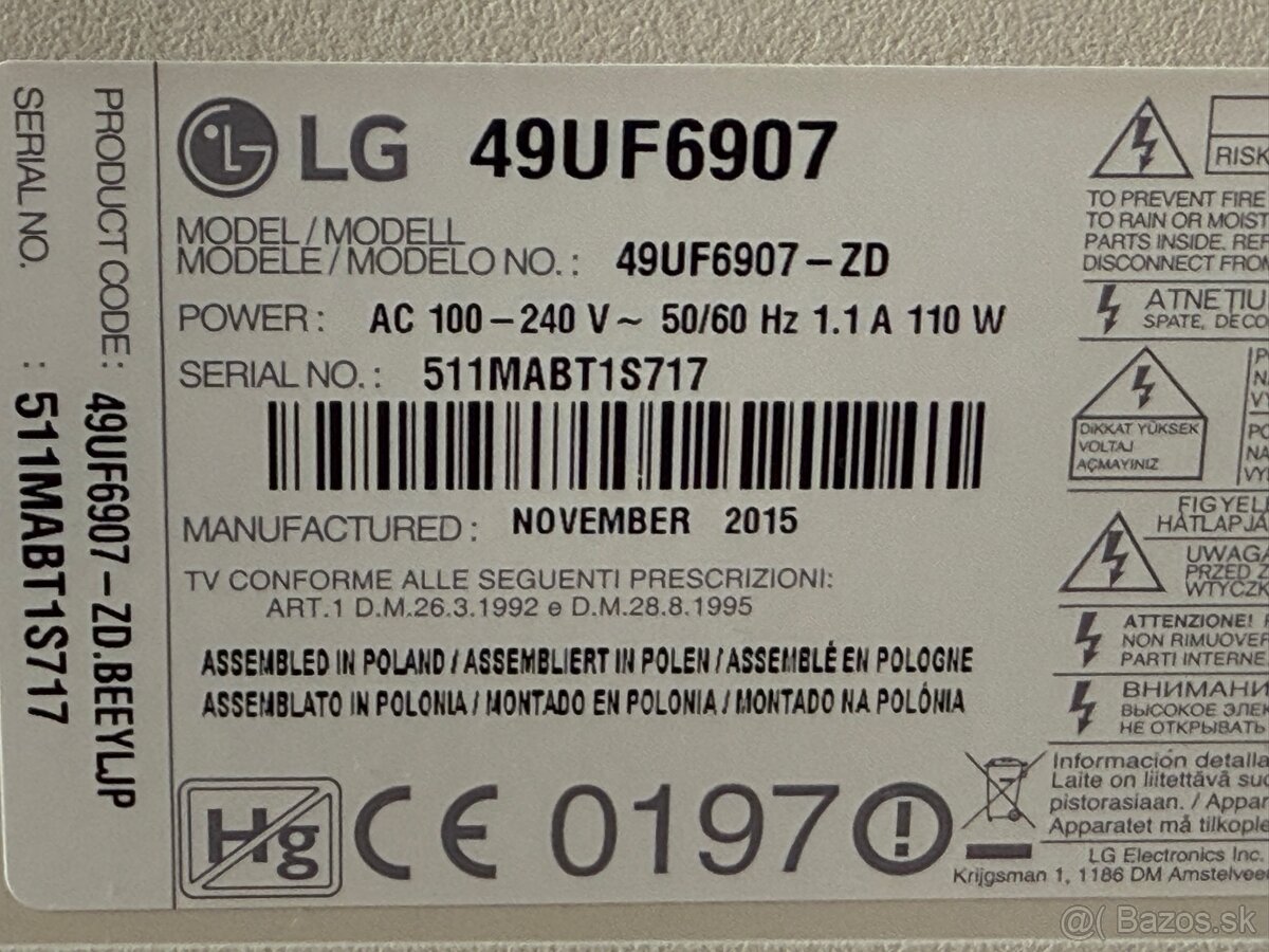 4K Led TV LG 49UF6907 - 2