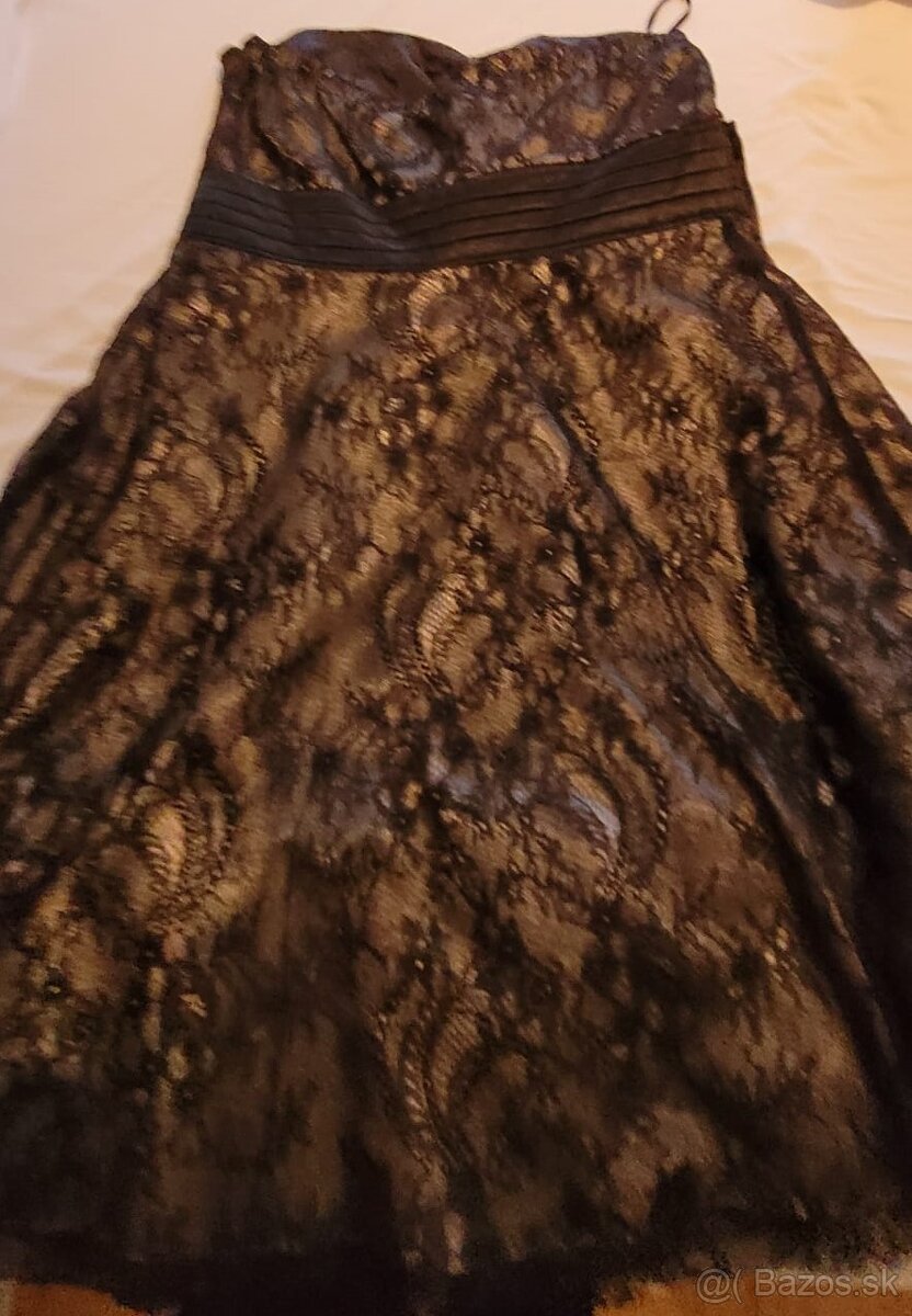 KRAJKOVANÉ ŠATY XL 42 ČIERNO-BÉŽOVÉ - 2