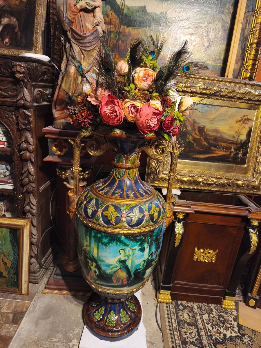 Luxusná starožitnã, keramická vázaz pólov.19.storoč. - 2