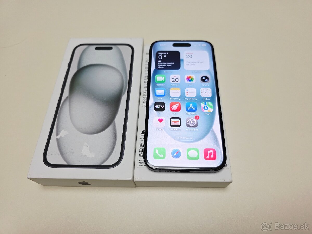 APPLE IPHONE 15 128GB BLACK,ZDRAVIE BATERKY 100% - 2