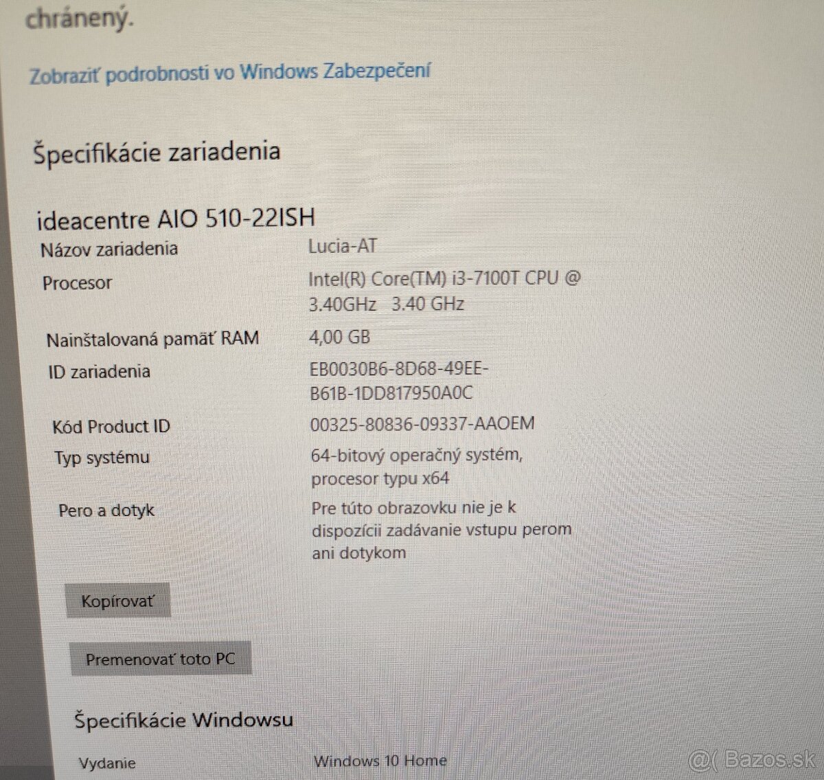 Predám Lenovo All in one - 2