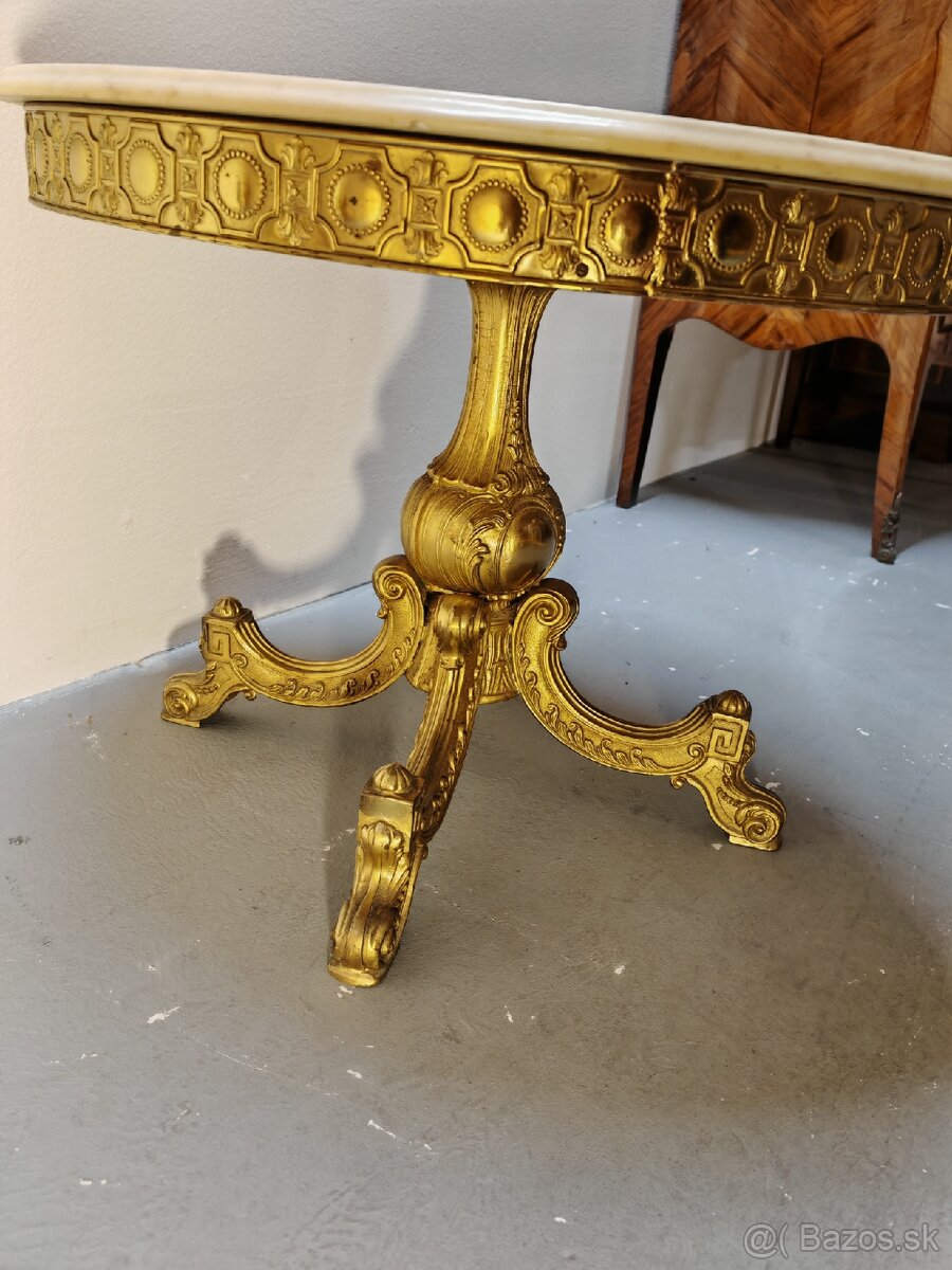 Mosadzny stolík s mramorom - 2