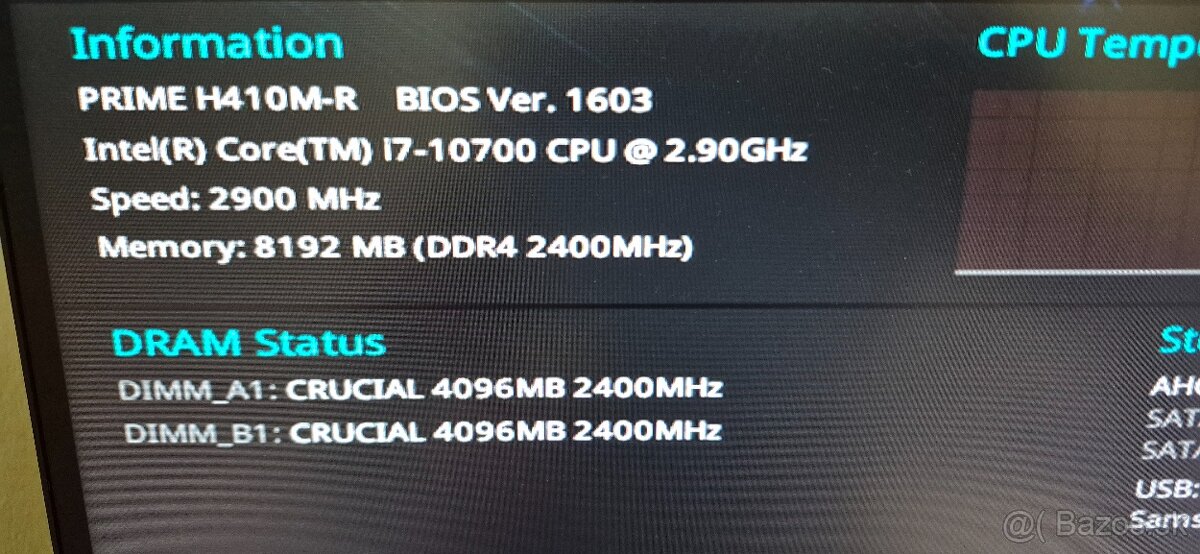 procesor intel core i7 10700 2.90ghz 8jadro socket 1200 - 2