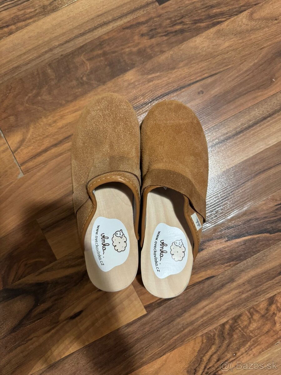 Dámske drevené kožené drevaky - 2