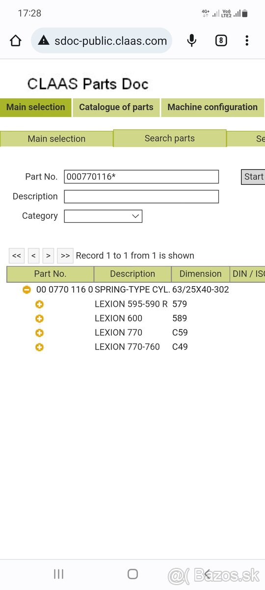 Valec rucnej brzdy claas lexion - 2