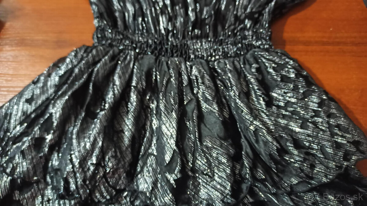 Spoločenské šaty, lesklé čierno strieborné ,veľk.M - 2
