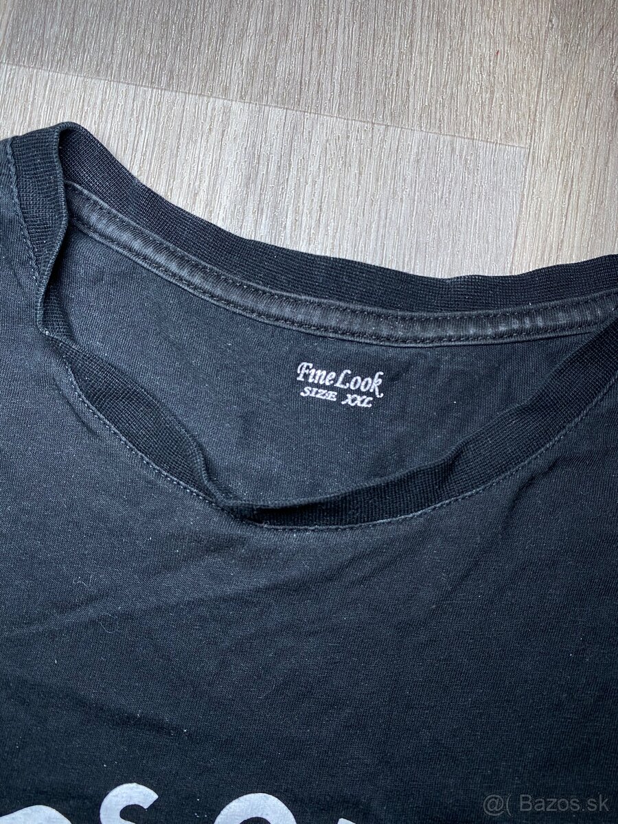 Pánske tričko FineLook, čierne s potlačou, veľkosť XXL - 2