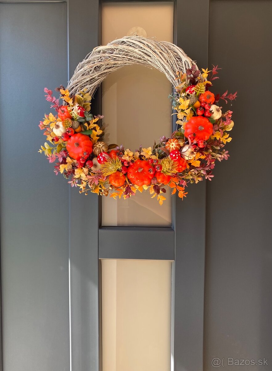 Jesenný veniec na dvere 38cm dekorácia venček J5 - 2