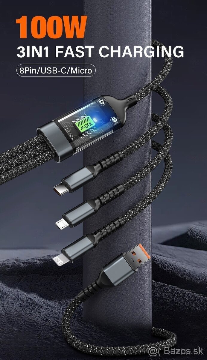 USB kábel 3v1 100W - 2