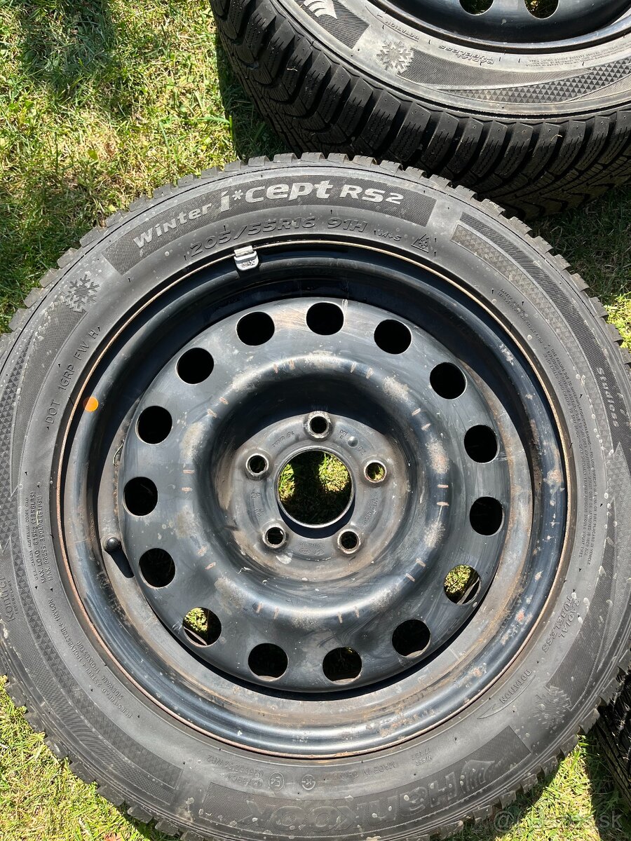 Plechové disky + zimné pneu 205/55 R16 91H M+S - 2
