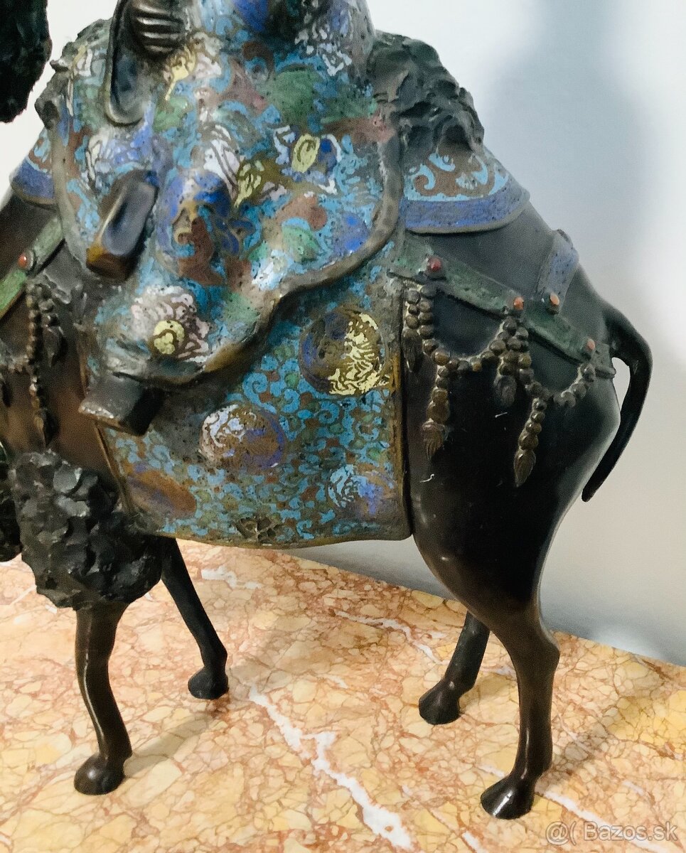 Starožitná bronzová socha Cloisonne Japonsko - 2