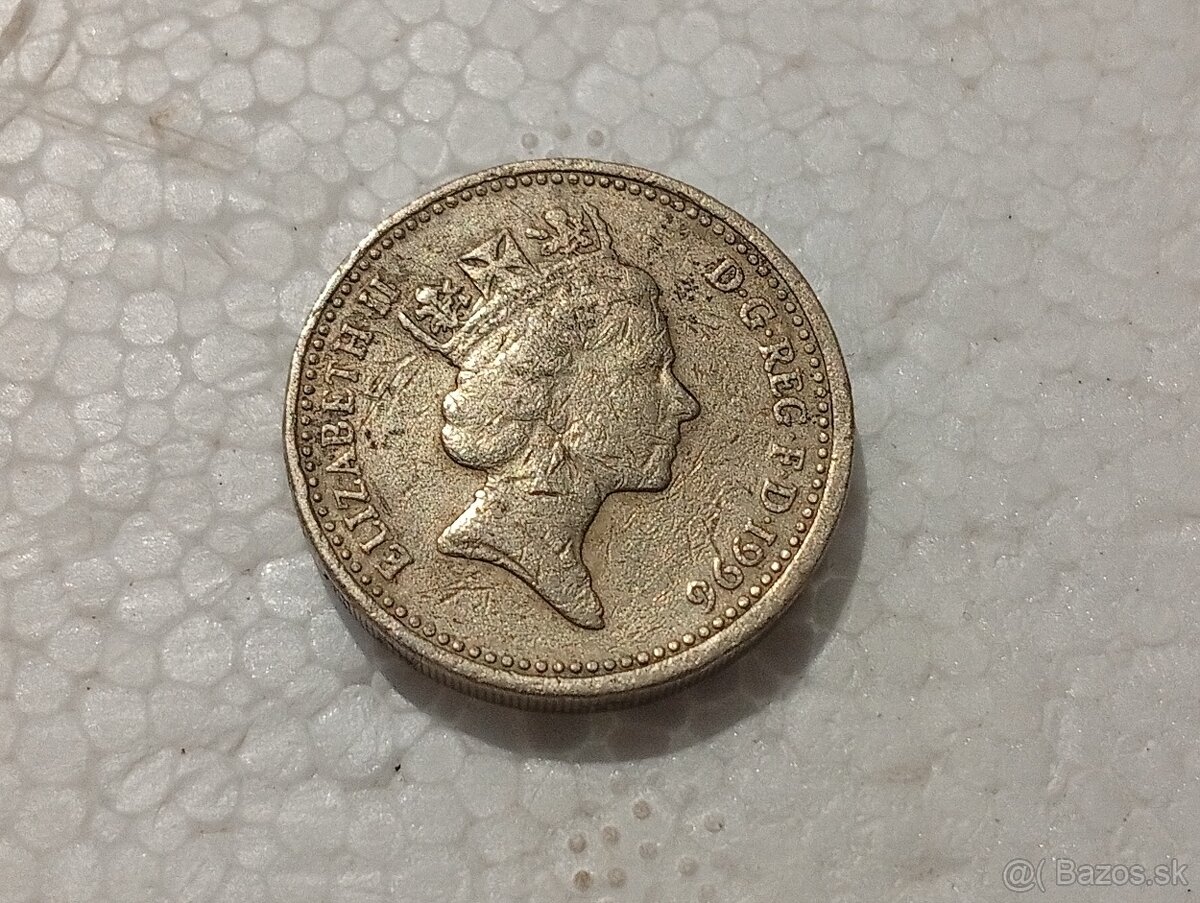 Predám veľmi vzácnu mincu One Pound 1996 error - 2