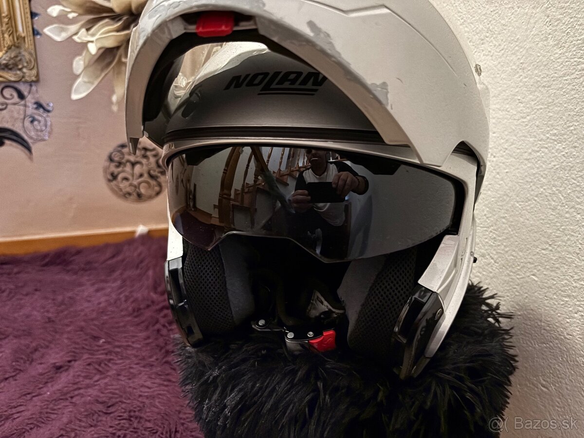 Nolan N90 strieborná N -com - 2