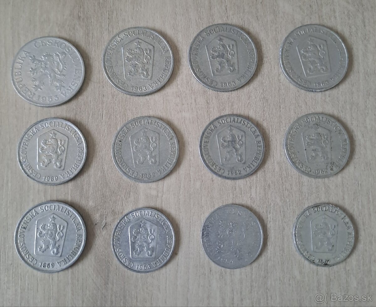 Mince československé hliníkové, haliere ČSSR Al - 2