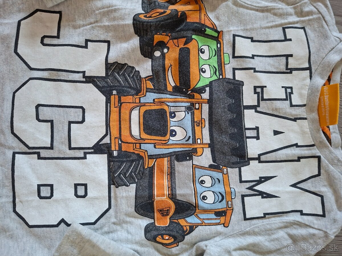 Krémové tričko s traktormi 92 - 2