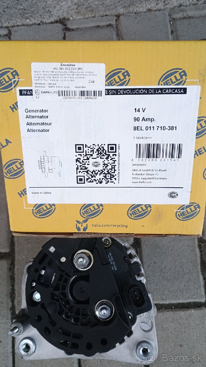 Alternátor Hella 90A v záruke leon,golf4,octavia1 atď - 2