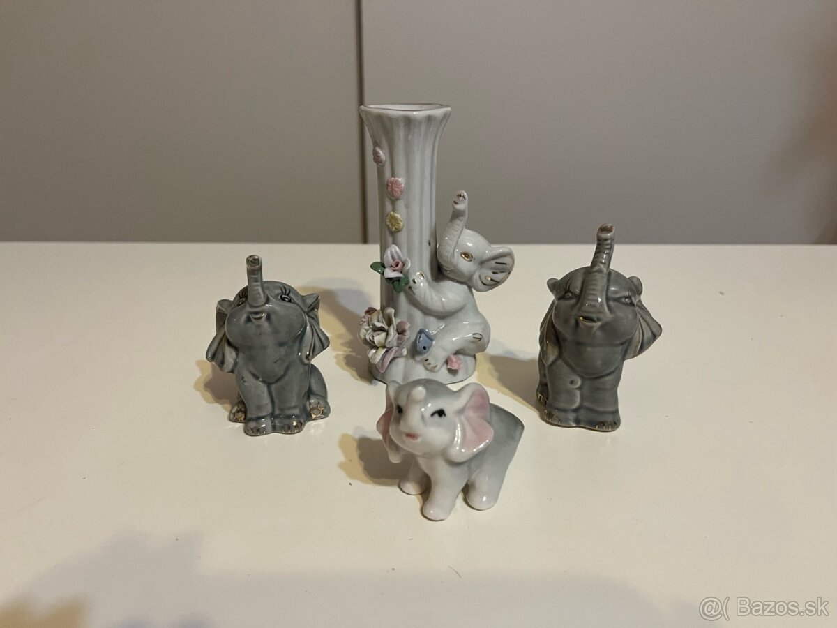 vázička so sloníkom+3 sloníky - 2