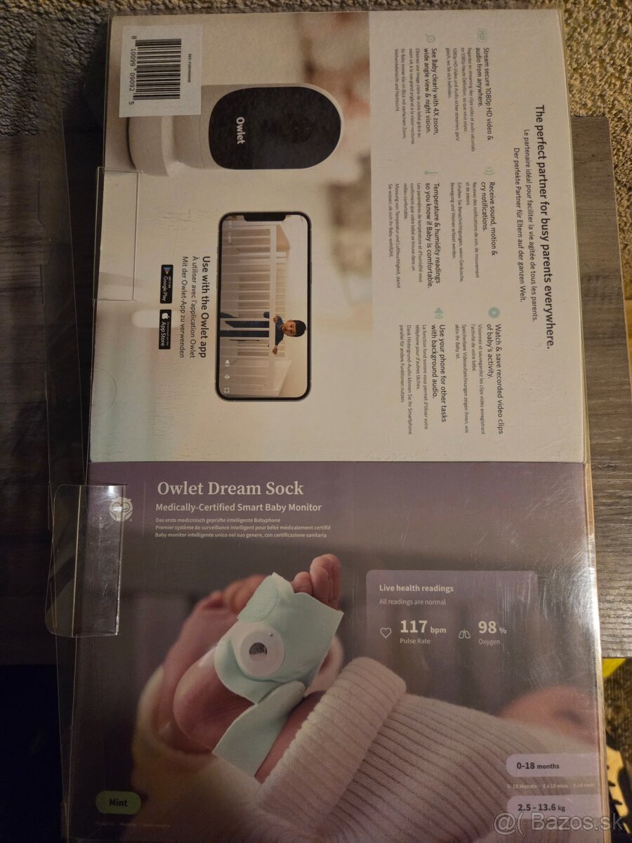 OWLET Ponožka inteligentní Dream Sock - modrozelená a kamera - 2