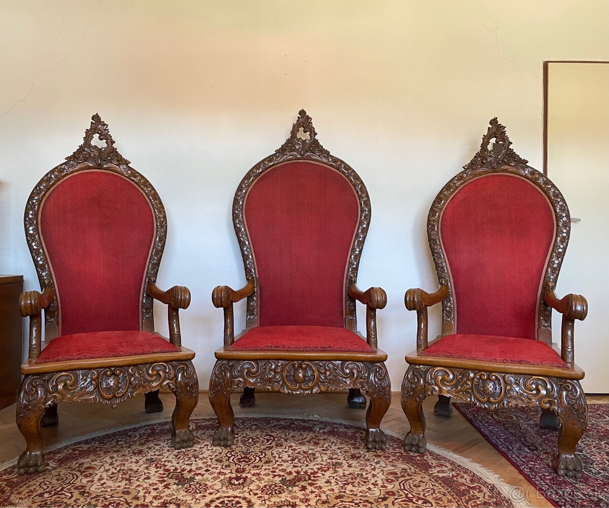 Set troch starožitnýh masívnych kresiel - 2