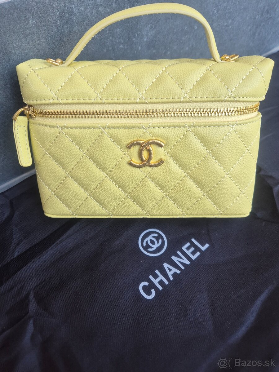 Nová luxusna kožená Chanel Vanity svetložltá - 2