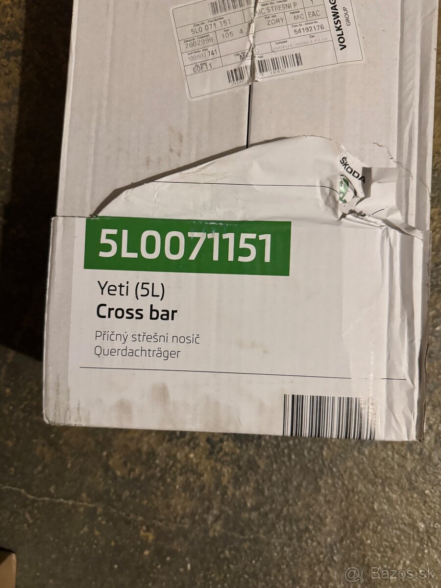 Originálne strešné nosiče Škoda Yeti (5L) – NOVÉ, nepoužité - 2
