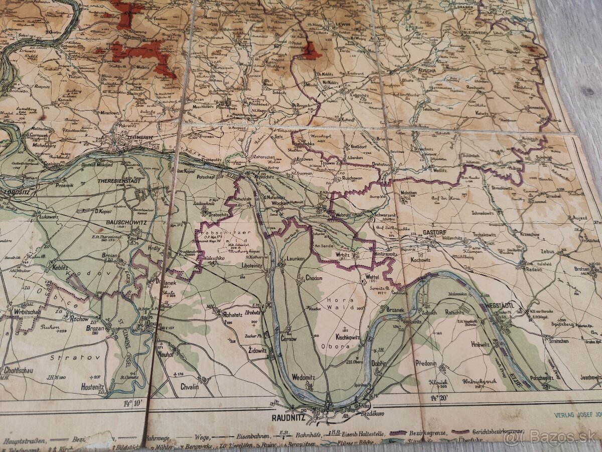 Stará německá mapa Leitmeritz (Litoměřice), J.J.Schweizer - 2