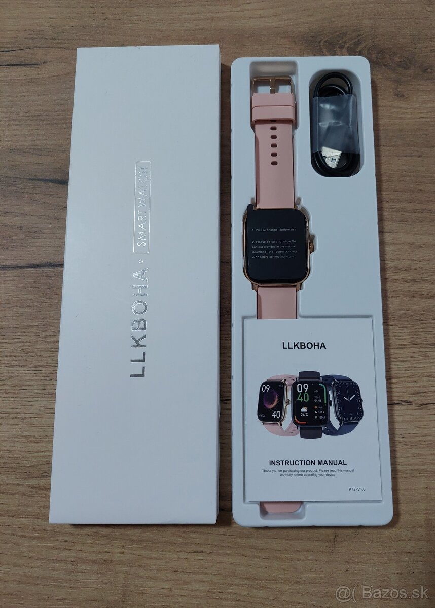 Chytré hodinky P72 – 1,85" - volanie, IP68, ružové - 2