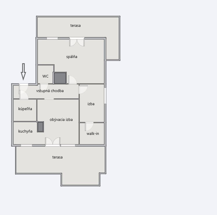 VEĽKORYSÝ 3-IZB. BYT SO SÚKROMÍM, 2x TERASA (67 m²), PARKING - 2