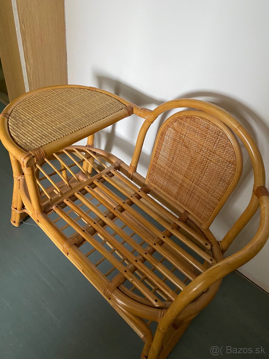 Ratanová lavica s odkladacím stolíkom - 2