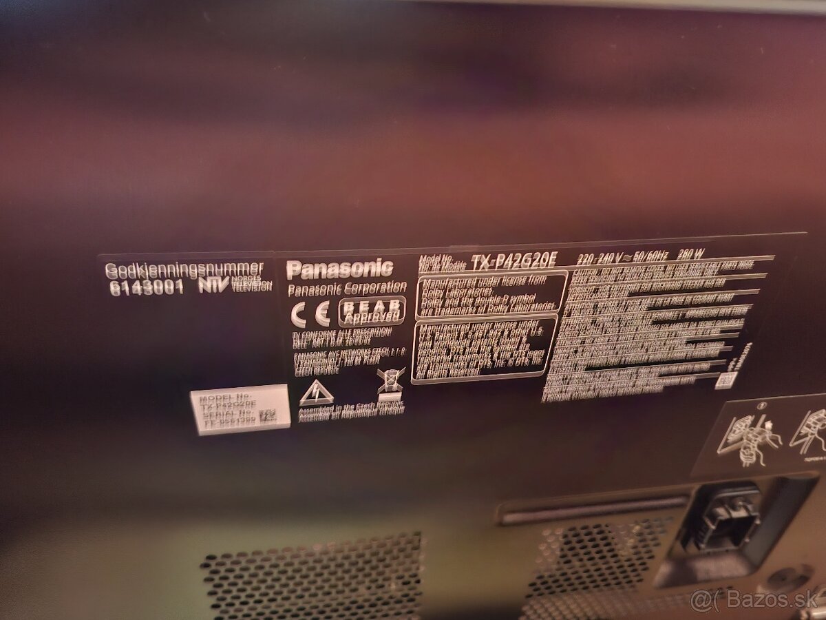 Panasonic TX‑P42G20E (42" plazma) - 2