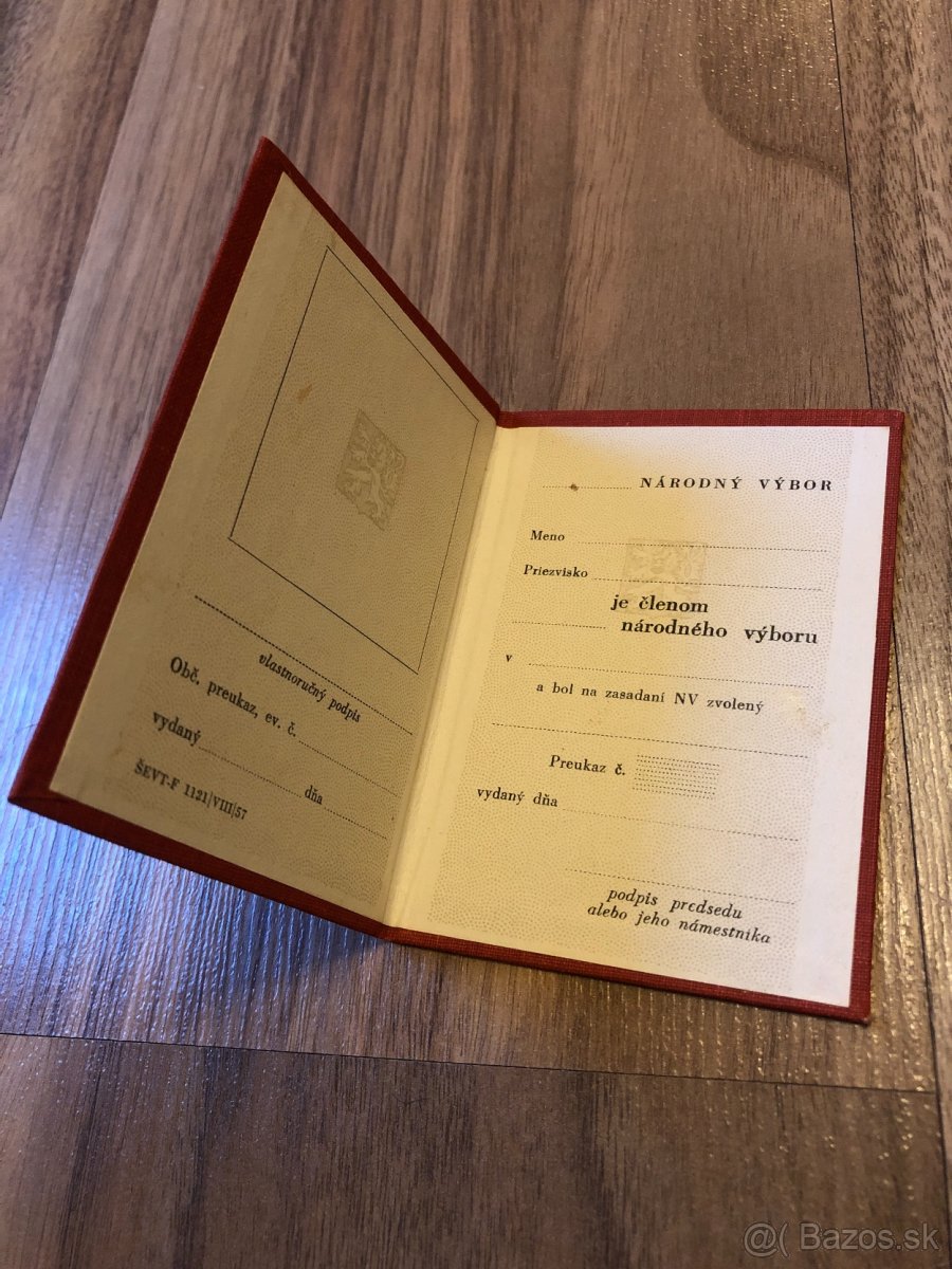 Preukaz člena národného výboru - 2