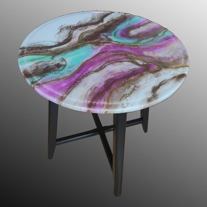 Predám čarovný čajový stolík 49cm. Živicová technika. - 2