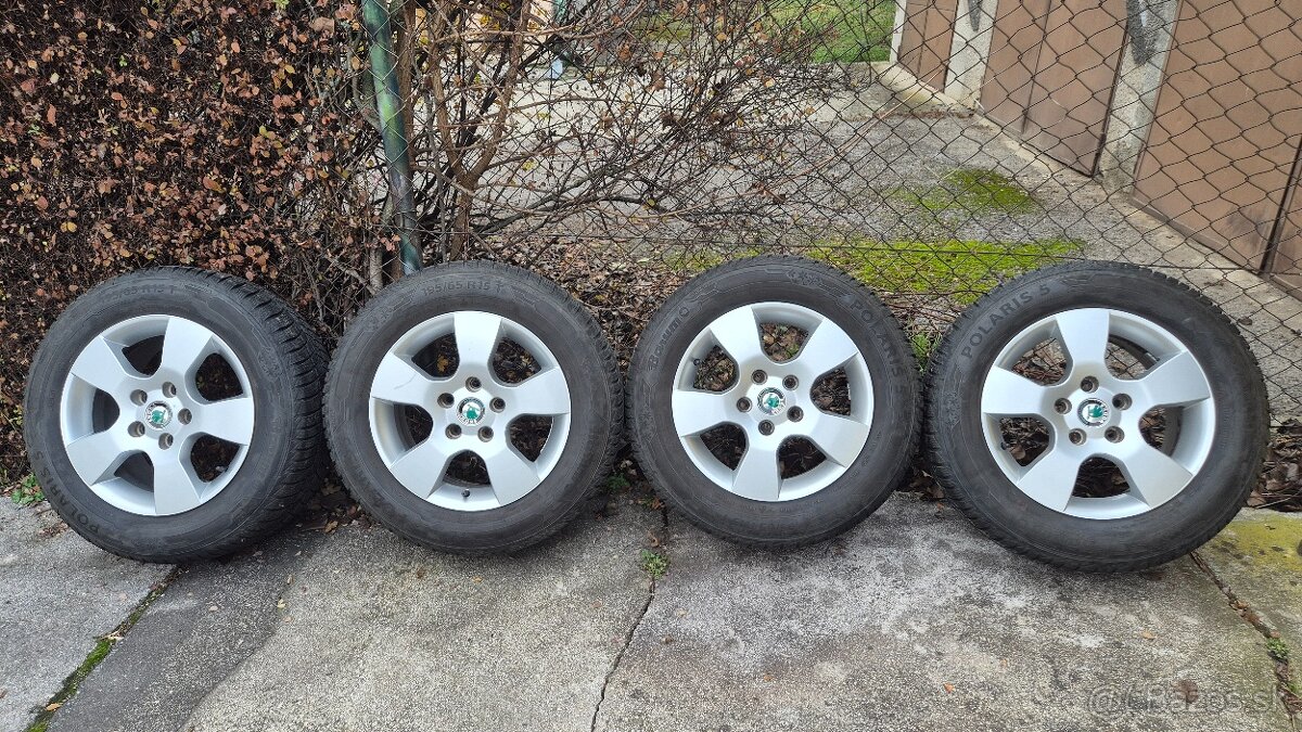 Elektróny originál Škoda 5x112r15, obuté zimné 195/65/15 - 2