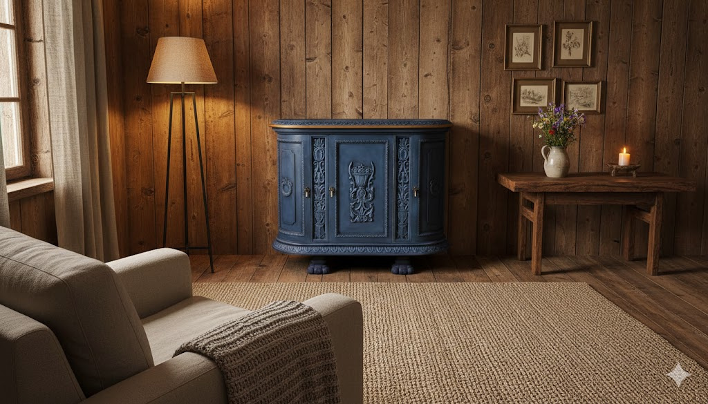 KOMODA - VINTAGE - MODRÁ - 2